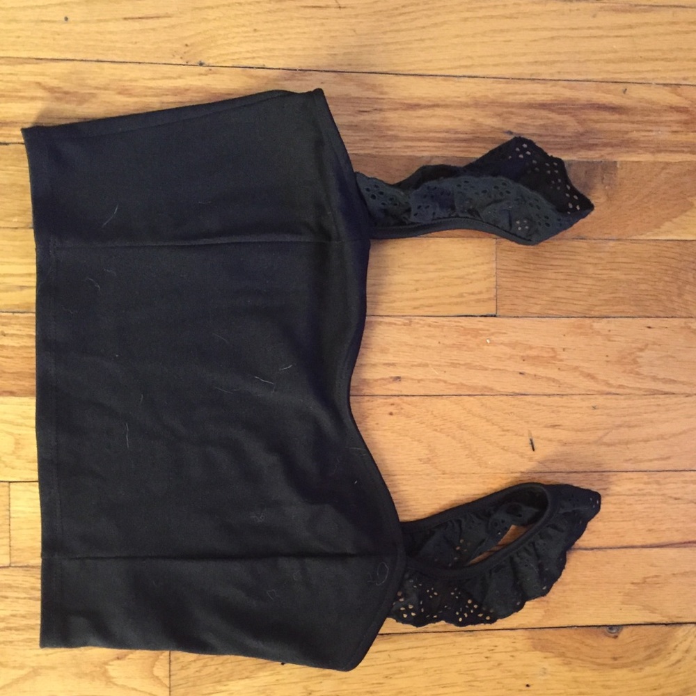 Black crop top with lace straps